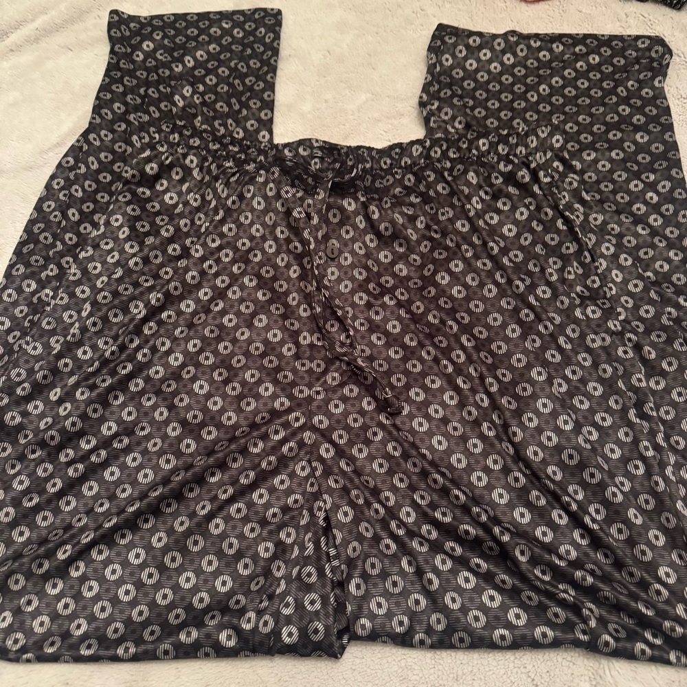 Covington Black Geometric‎ Lounge Pajama Pants XXL Drawstring Button Fly Mens
